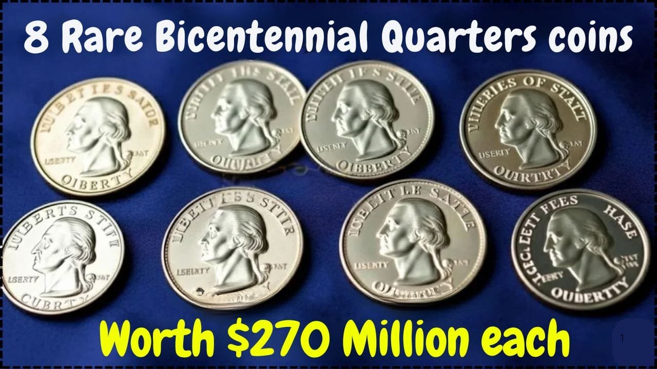 8 Rare Bicentennial Quarters coins